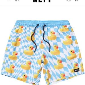 Neff Blue Duck Pattern Swim Shorts